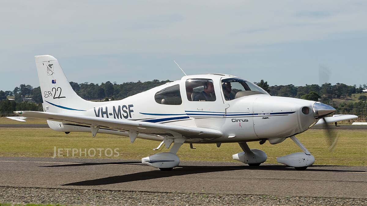 The Cirrus SR22 light plane believed to have crashed at Gundaroo on Friday afternoon. Picture Jetphotos