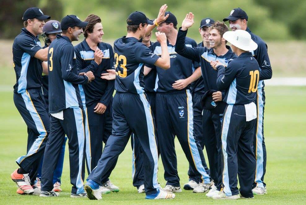 UNITY: ACT/NSW Country celebrate a wicket at the under 19s national championships. Photo: CRICKET AUSTRALIA