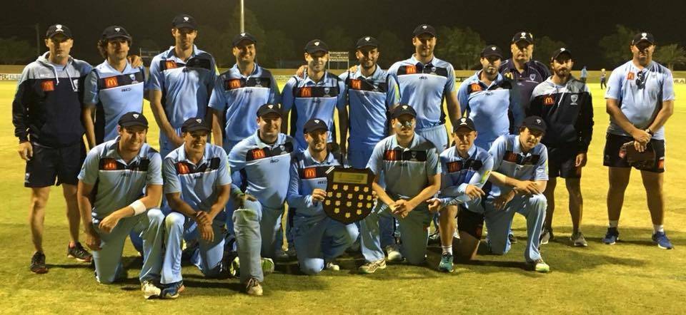 Tom Engelbrecht (front row, far right) and his NSW Country claimed the Australian Country Twenty20 title on Sunday night.