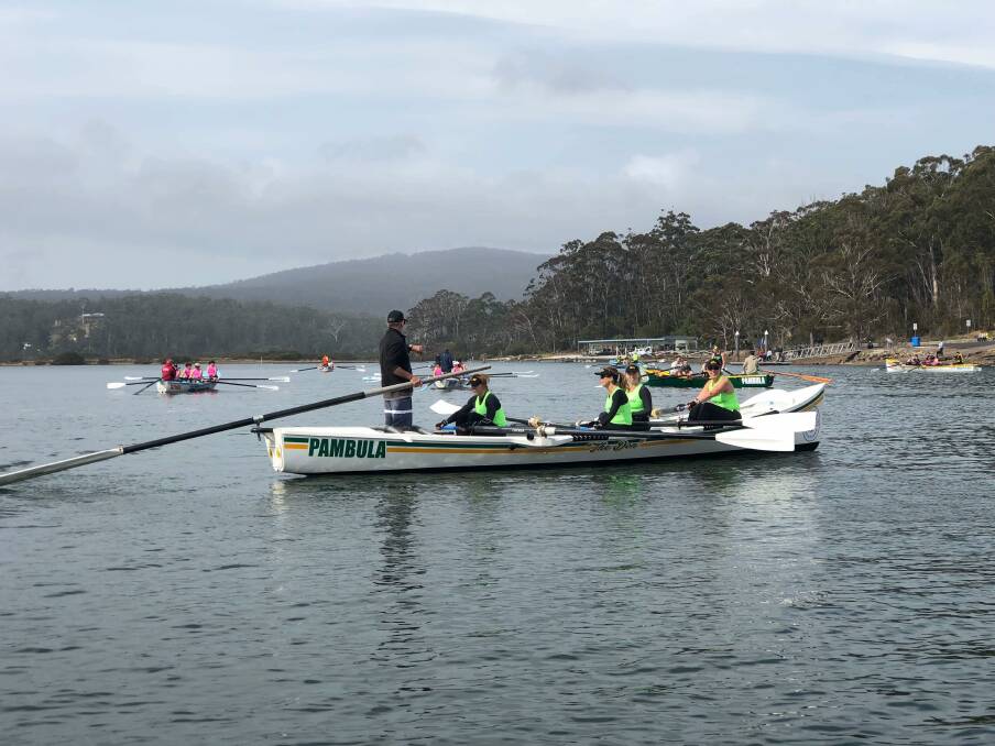 Pambula's women's crew ready to race. Picture: Darren Hulm of RMS.