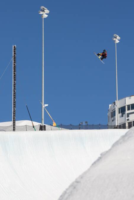 Valentino Guseli measuring at 7.3m (24ft) from the coping of the halfpipe. Image: Tommy Pyatt.