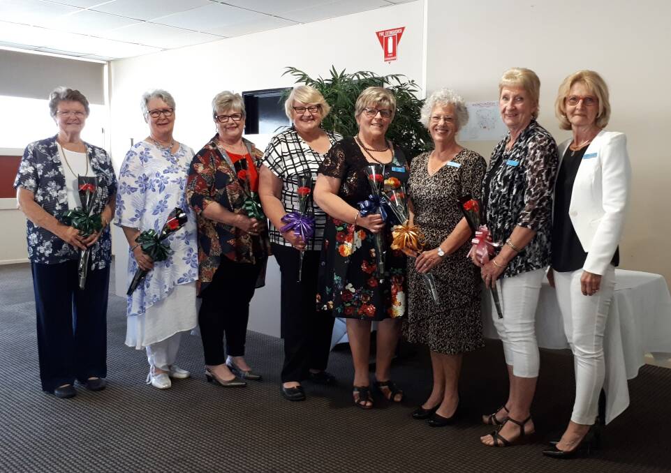Board members Maureen Young, Sandra Haynes, and Bronwyn Roll, President Chris Ryder, Vice President Sue Fahey, Treasurer Susan Pryke, Assistant Secretary Carol Mead and Past District Governor Barb McCabe. Absent are Carol Hodges (secretary) and Sally Davey.