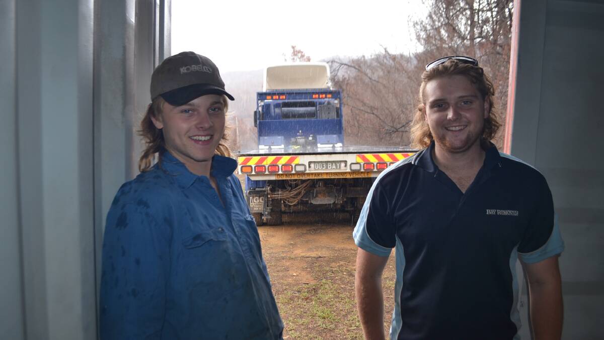 Jayden Watkins and Justin Salter delivered the shipping container by truck on Friday, February 7. 
