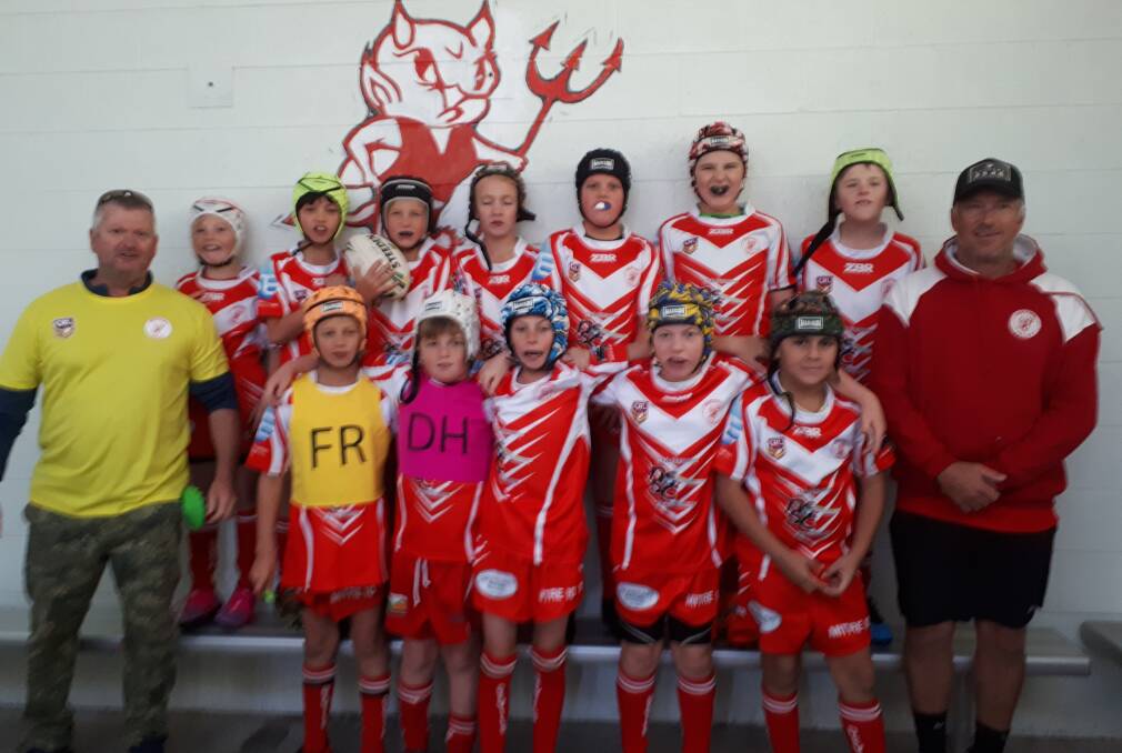 RED AND WHITE: Meet the characters that make up the Under 10's rugby league Junior Devils team, who beat the Bay Tigers 34 - 26 on the weekend.
