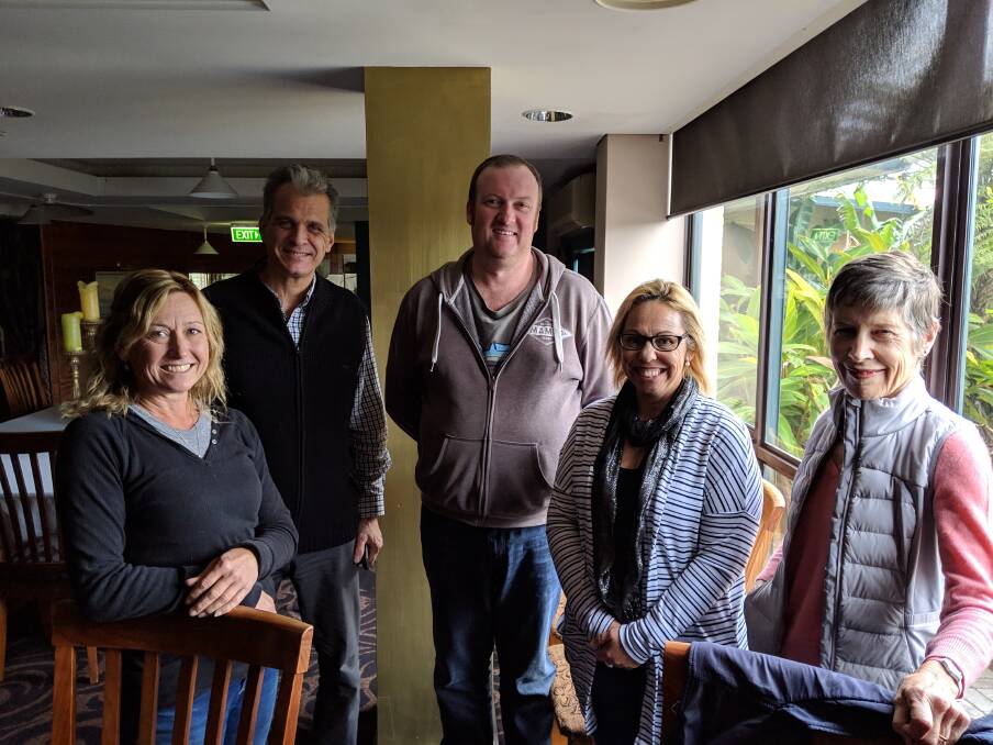 Narooma Chamber of Commerce members, Kathryn Ratcliffe, Matthew Deveson, Michael Gardner, Di Riley and Jenny Munro.