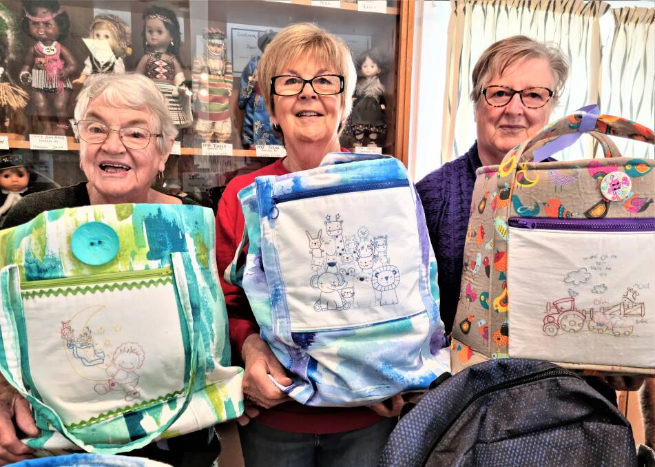 DIGNITY BAGS: Age appropriate items donated by Narooma CWA members in handcrafted bags for mums and bubs. 