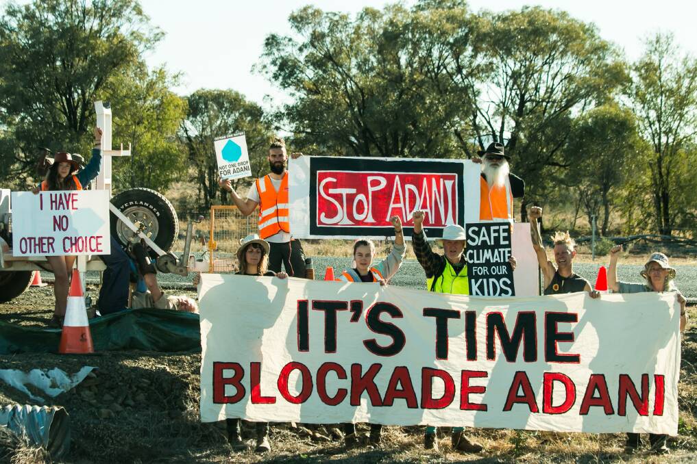 Anti-coal activists at a rail corridor in Queensland on Wednesday, September 4. Image: Frontline Action on Coal.