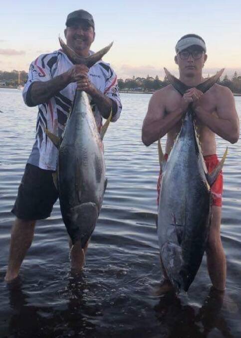 On the Tuna: Mitch and Jake Mikolic had a top day wide off Montague Island on the yellowfin tuna on Friday, April 24.