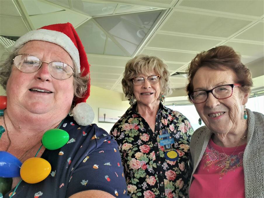 Narooma CWA ladies Jo King, International Officer; Louise Starkie, President; Sandra Mott at Xmas lunch/meeting held on Friday, December 11 at the Narooma Golf Club.