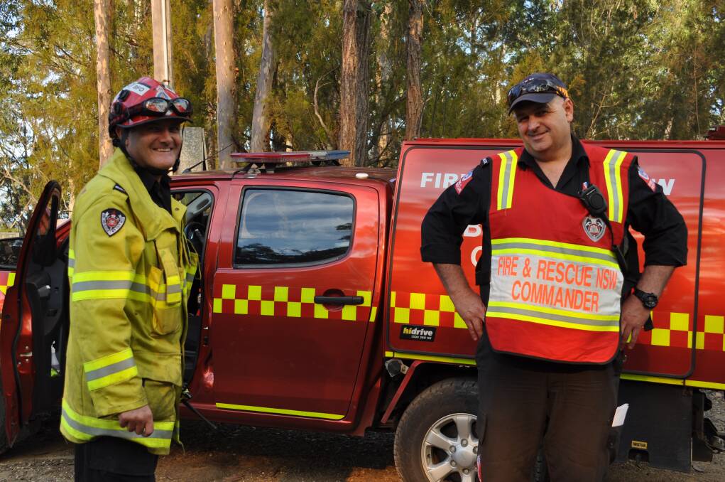 Fire and Rescue NSW southern bushfire officer Greg Rood and duty commander Jason Murphy.