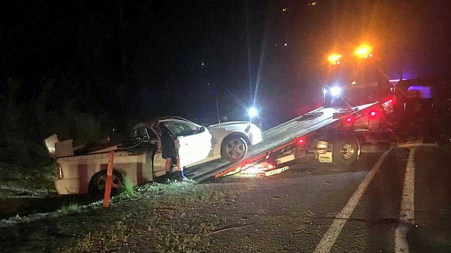 The driver was lucky not to sustain serious injuries after a crash on the Princes Highway, Termeil. Image: Bawley Point RFS. 
