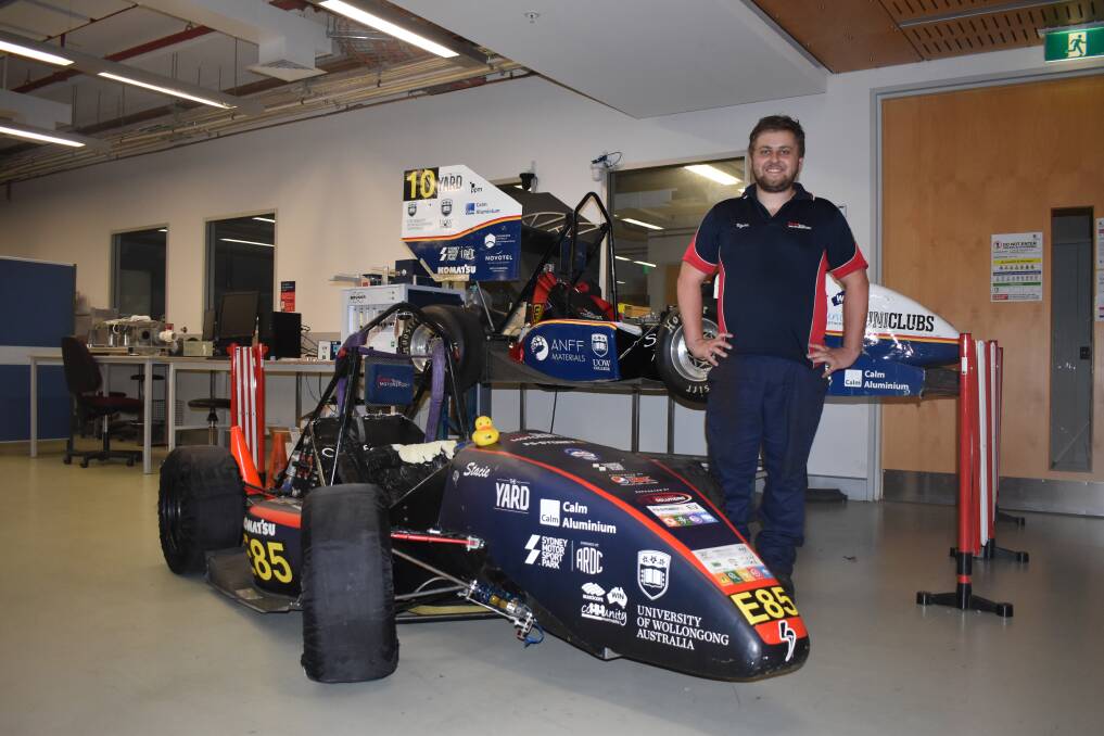 Bodalla's Ryan Hollis and the University of Wollongong Team design and build their own electric race cars. 