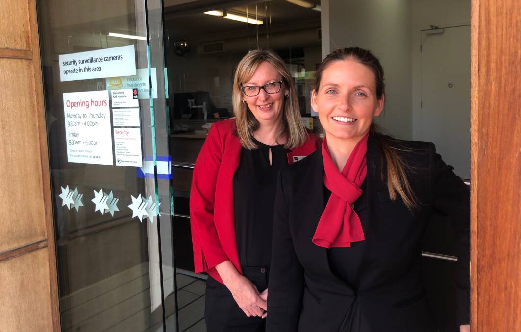 Southern regional customer executive Marnie Boyd and Narooma NAB branch manager Cherie Cunninghame want to keep customers walking through the doors.
