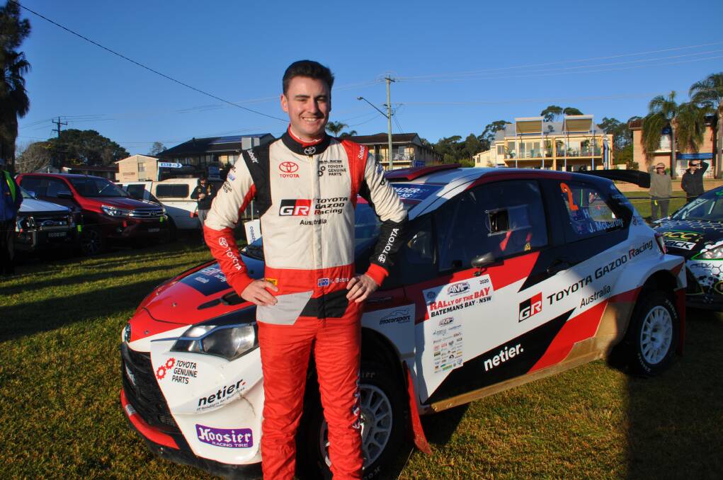 Rally of the Bay winner Harry Bates and his Toyota Yaris AP4 rally car with co-driver John McCarthy.