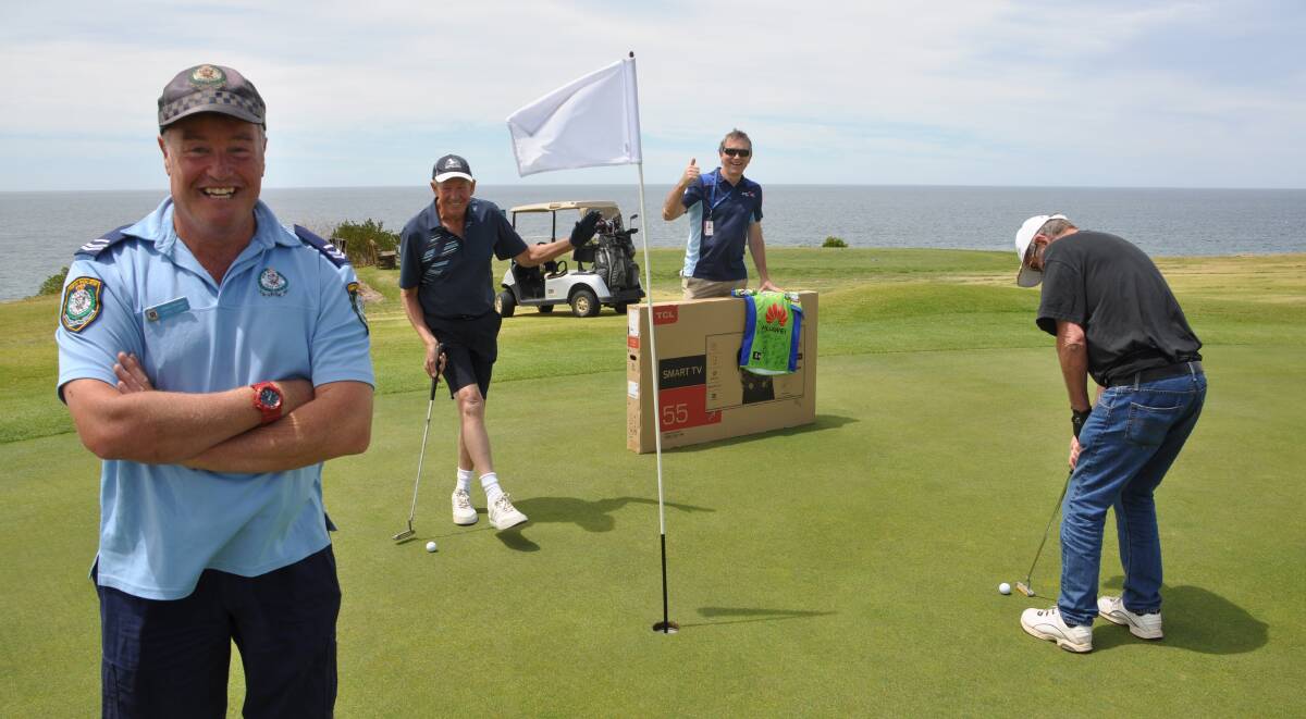 Charity Golf day: Senior constable youth case manager Greg Curry (left) will be among others trying for closest to the pin at Hogan's Hole to win a television on December 6.