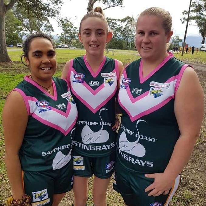 WINNERS: Talia-Moreton Stewart, Zalie Betts and Sophie Taylor enjoyed a win for the Sapphire Coast Stingrays representative side at the weekend. Picture: Supplied.