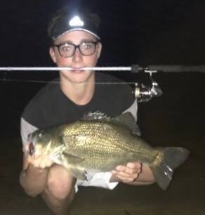 Narooma Sport and Gamefishing Club junior member Jake Mikolic with a thumping 50cm Australian Bass.
