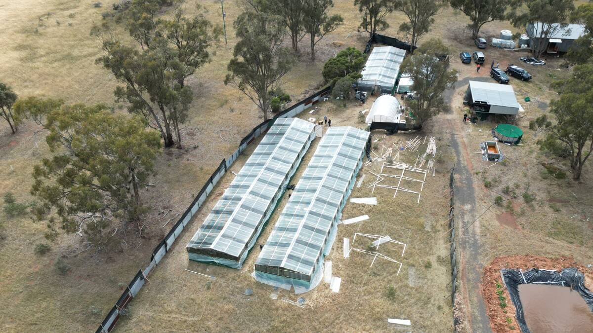 An aerial view of the Kamarooka property raided by police. Picture supplied.