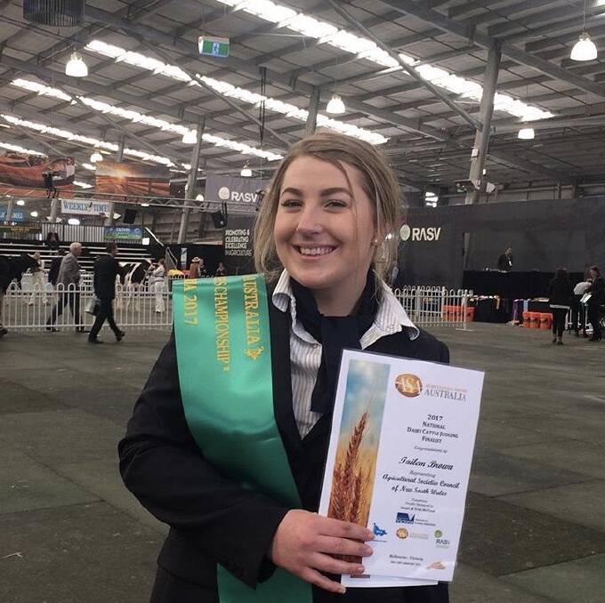 FINALIST: Narooma agriculture student Tailem Brown is named as a finalist in a national dairy judging competition on her first trip to the Royal Melbourne Show.