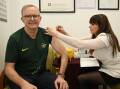 Australian Prime Minister Anthony Albanese receives his fourth dose of the COVID-19 vaccine. Picture: Getty Images