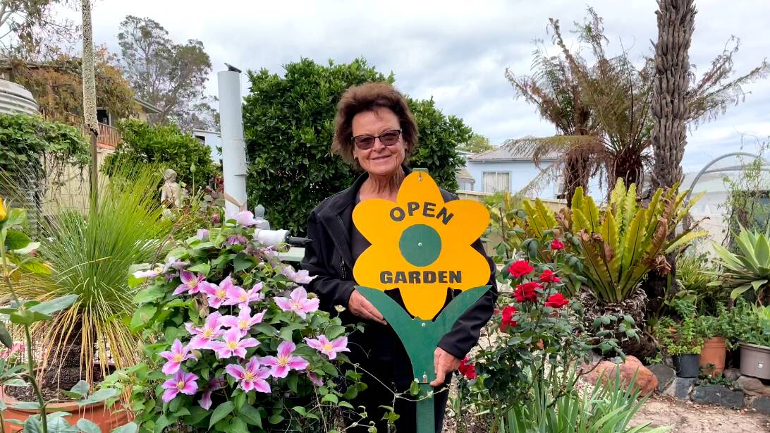 Eden Open Garden Day organiser Sandra Symonds in her own garden with one of the display posts which will denote an open garden. Picture by Denise Dion Eden Open Garden Day organiser Sandra Symonds in her own garden with one of the display posts which will denote an open garden. Picture by Denise Dion