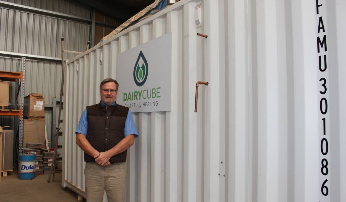 It's a shipping container with hot water system and pellet heater installed.