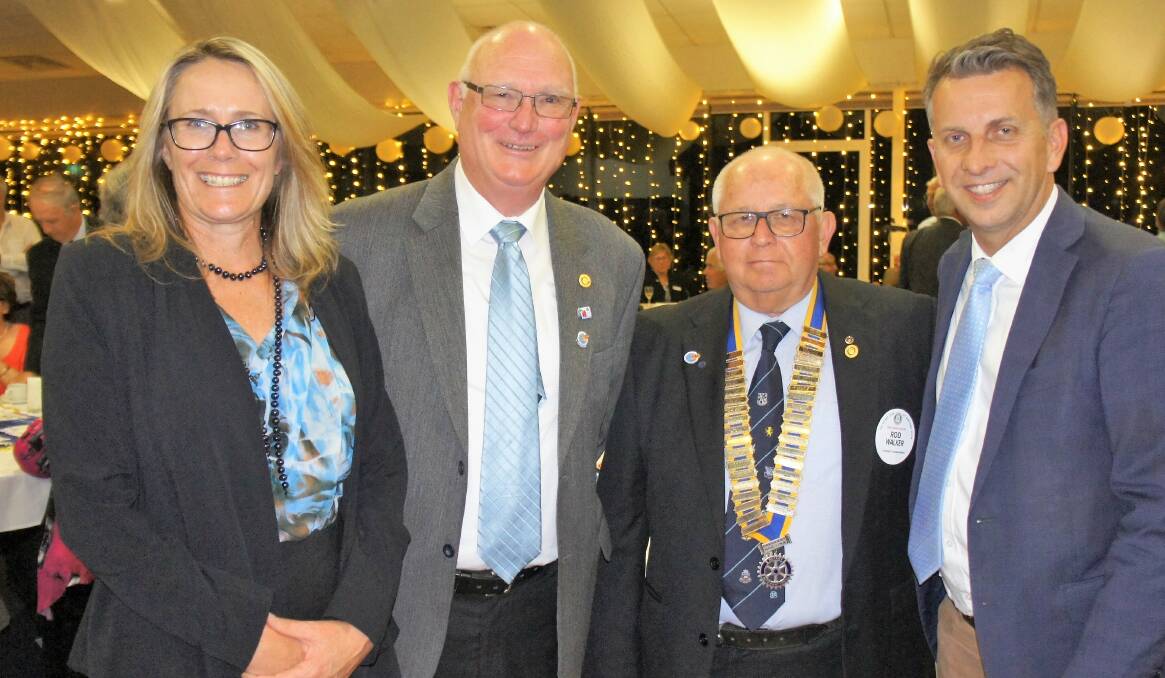CELEBRATION: Shire Mayor Liz Innes, past and present presidents Bob Aston and Rod Walker, and Bega MP Andrew Constance, on Saturday.
