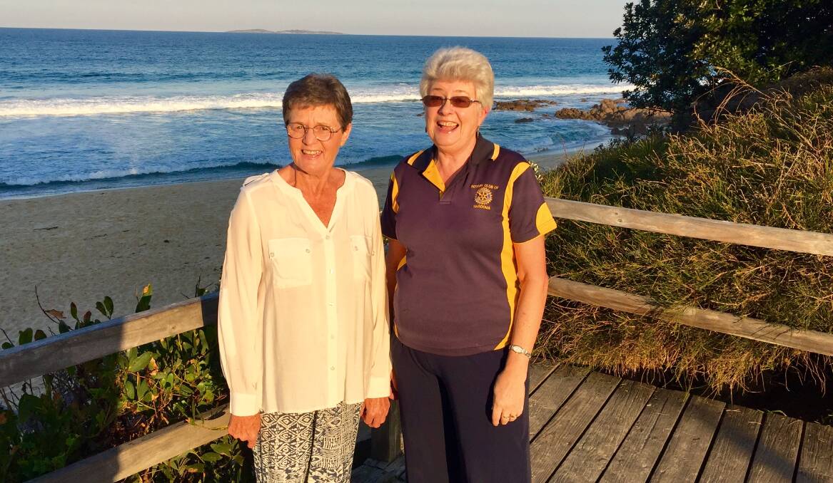 Cheryl Walker - with Narooma Rotary Club's Chris O'Brien - says the first step to 'Inner Peace' is a ten-dollar movie ticket. Half of ticket proceeds go to mental health research through Australian Rotary Health.