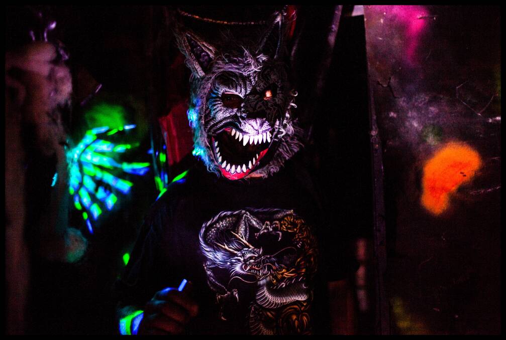 The werewolf captured as he jumps out at the carriage passing through the spooky tunnel of the Temple of Doom. Photo: Rachel Mounsey