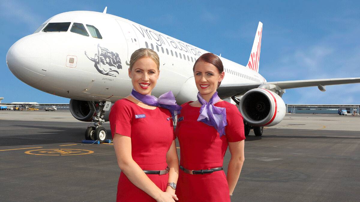 Virgin Australia cabin crew members. Virgin Australia cabin crew members.