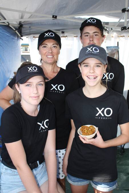 COOKING UP DELIGHTS: Chantal and Will Scarlett, Lili Elton and Georgia Scarlett of XO Foods, Merimbula who specialise in gluten free and vegan plant-based foods, at EAT Merimbula 2019.