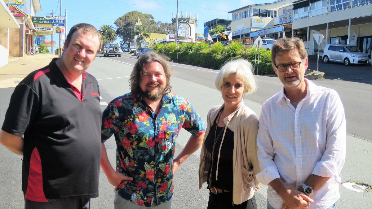OPEN FOR BUSINESS: The Narooma Chamber of Commerce is looking ahead to a busy summer season after an exciting 2018. Pictured, Michael Gardner, Adrian Fisse, Von Hutcheson and outgoing president Niels Bendixsen