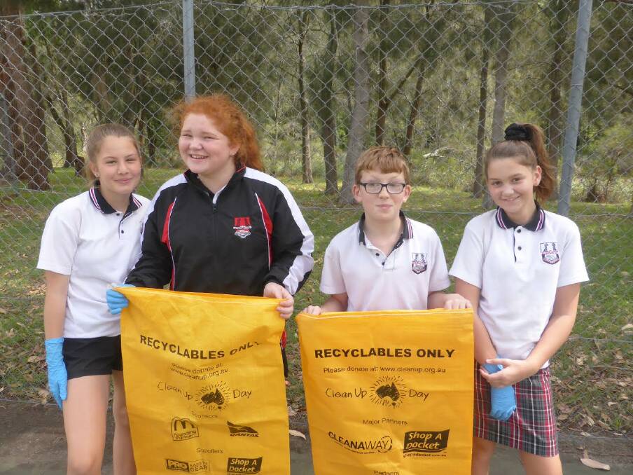 Batemans Bay High School’s student environmental council organised the schools’ Clean Up Australia Day participation in 2018, with all year 7 and some special education students getting involved. Pictured are Allyssa Jolly, Chelsea Brown, Connel McCormack and Isabelle Maguire. 