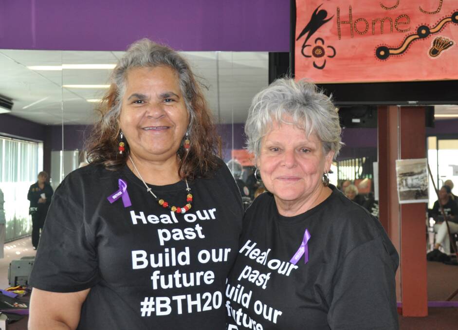 SHARING STORIES: Katungul's Loretta Parsley with Shanna Provost at Bringing Them Home commemorations on Monday in Batemans Bay.