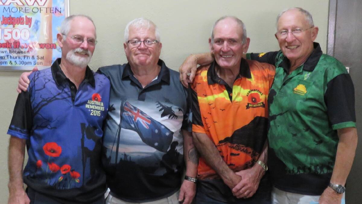 Larry, Paul, Billy and Jon won the best dressed prize at the Dalmeny Deviates bowls day.  