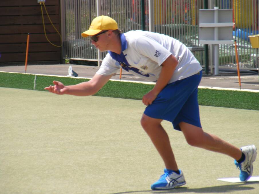 Narooma lawn bowler Jay Breust, 19, in action. 