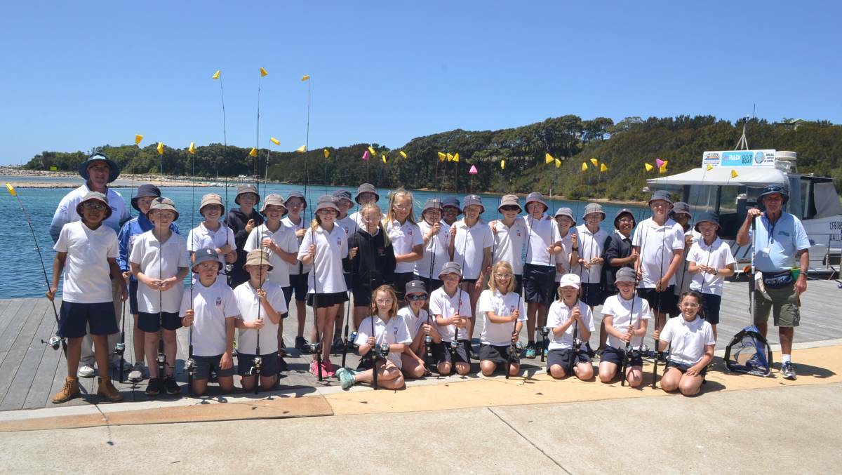 GETTING HOOKED: Year 5 students from Narooma Public School back in November after the "Get Hooked" fishing program day out at the Narooma town wharf.