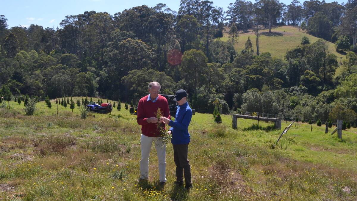 Former Nowra area dairy farmer and founding member of the Kangaroo Valley Sustainable Farming Group, Robert Cochrane and his grandson visited the Tilba property last month. 