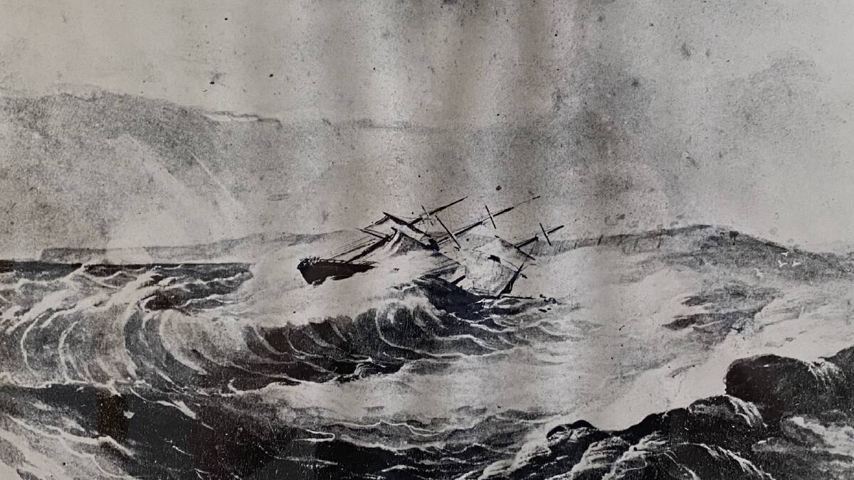 Montague Scott's lithograph of 'The Wreck of the Walter Hood' that appeared in The Illustrated Sydney News on May 11, 1870. Picture supplied