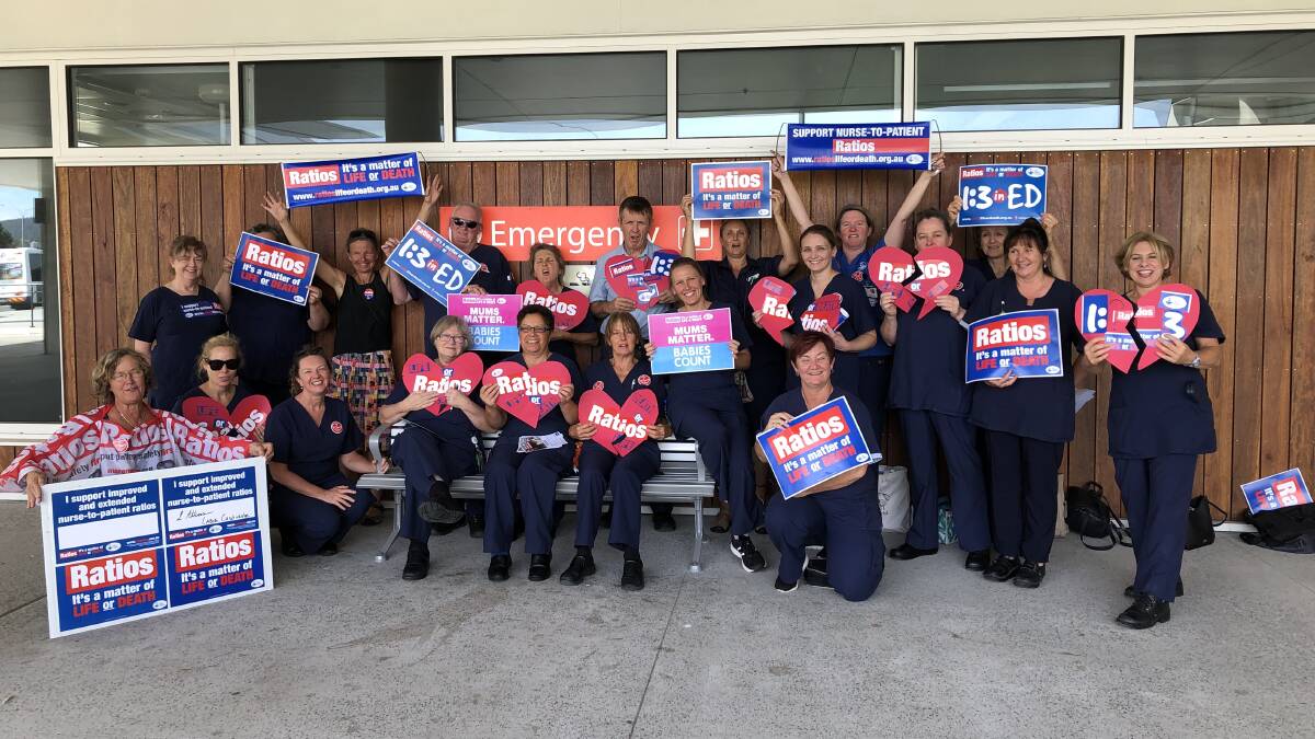 NSW Nurses and Midwives’ Association Bega branch members protest for ratios at the South East Regional Hospital. Picture: Supplied