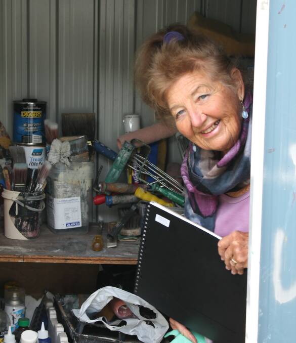 Heather Powell, in the painting shed for Bay Theatre Players.