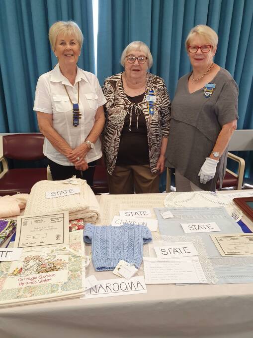 Far South Coast Group Handicraft comp winning branch Narooma members Pauline Cotteril, Mary Conley and Marion Cullen.