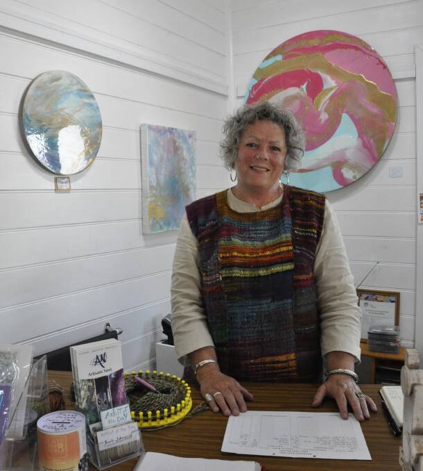 WEAVER: Barb Johnson of Dalmeny has some of her woven works on display at the Artisans Nest, Bodalla.