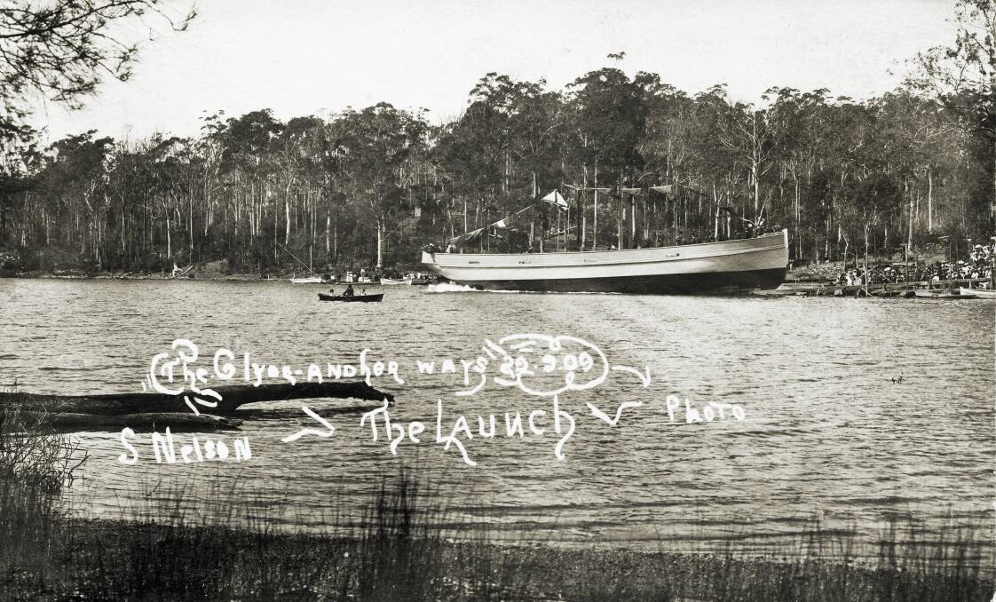Golden oldies: This photo of the launch of the Clyde in Forsters Bay in 1909 is from Narooma Historical Society's Fuller Collection. Photographer S Nelson