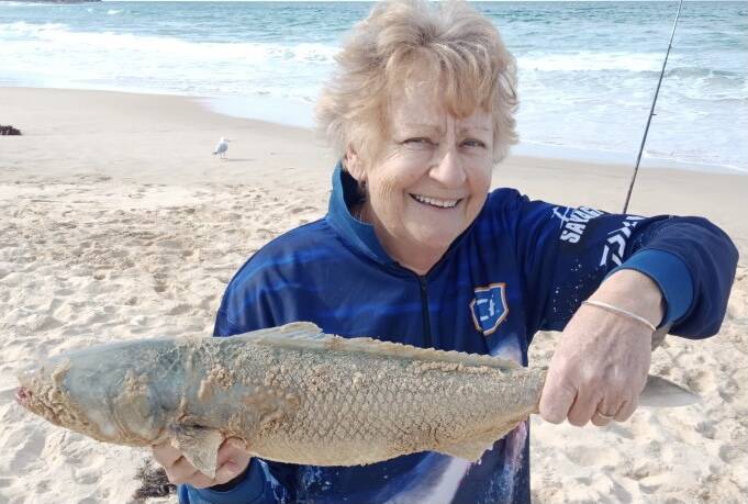 Narooma Sport and Gamefishing Club member Denise Thirtle with an Australian Salmon measuring just short of 60cm.