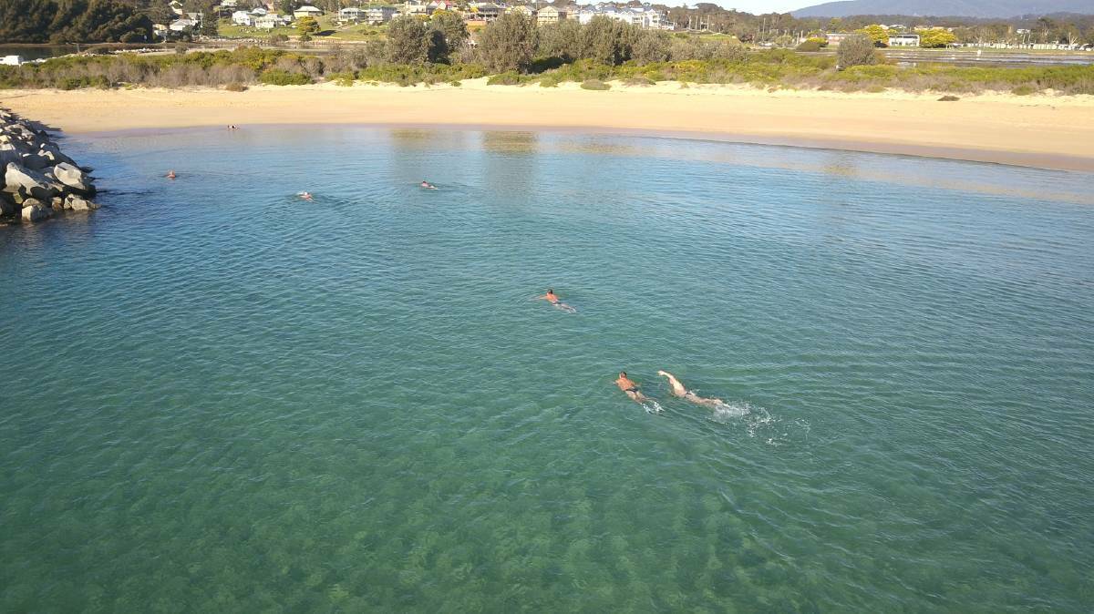 Narooma winter swimmers, the 'Numnutz' may not be as cold as they have been in previous years as Narooma's water temperature gradually rises.