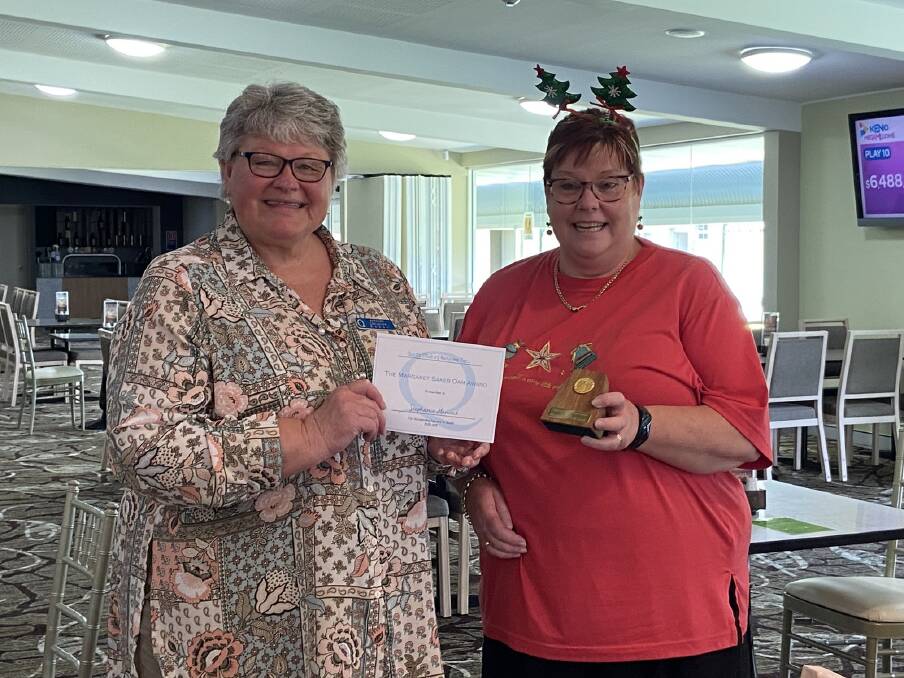 Past President Chris Ryder presented Stephanie Hancock with the Margaret Saker OAM Volunteer of the Year award at Quota's Christmas party last year. The award was created to honour former Quotarian Margaret Saker.