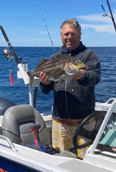 Narooma Sport and Gamefishing Club member Darrin Stollznow with a lovely 83cm striped trumpeter caught out south and wide from Narooma.