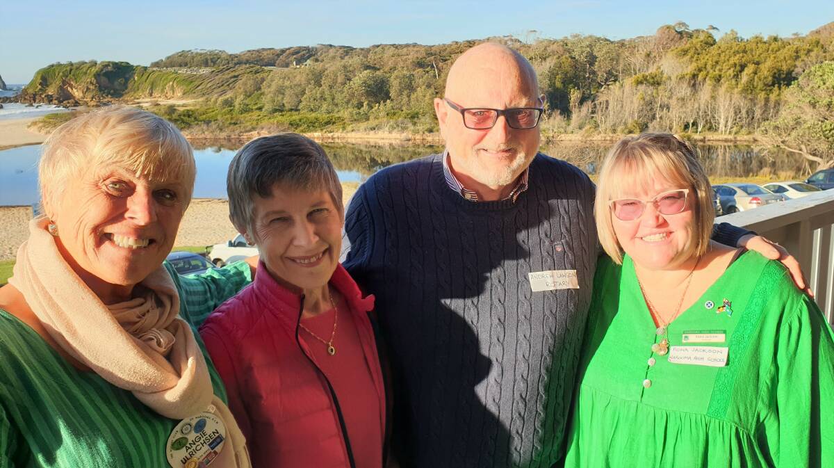 Narooma Rotary President Ange Ulrichsen, Narooma Chamber of Commerce president Dr Jenny Munro, Narooma Rotary president Elect Andrew Lawson and Narooma High principal Fiona Jackson at last Thursday's Rotary Business Breakfast at Narooma Surf Club. Photo Laurelle Pacey