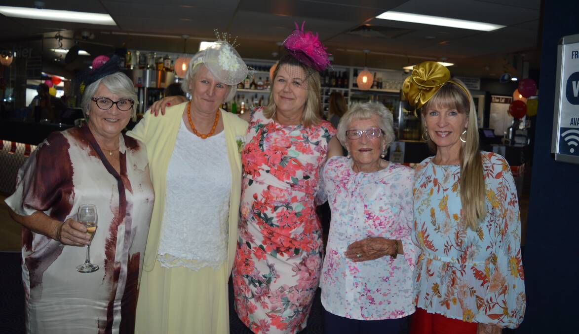 MELBOURNE CUP: Veronica Shakeshaft, Paulette Harris, Cecily Elliot with Josie Child and Roslyn Cron at Narooma Golf Club.